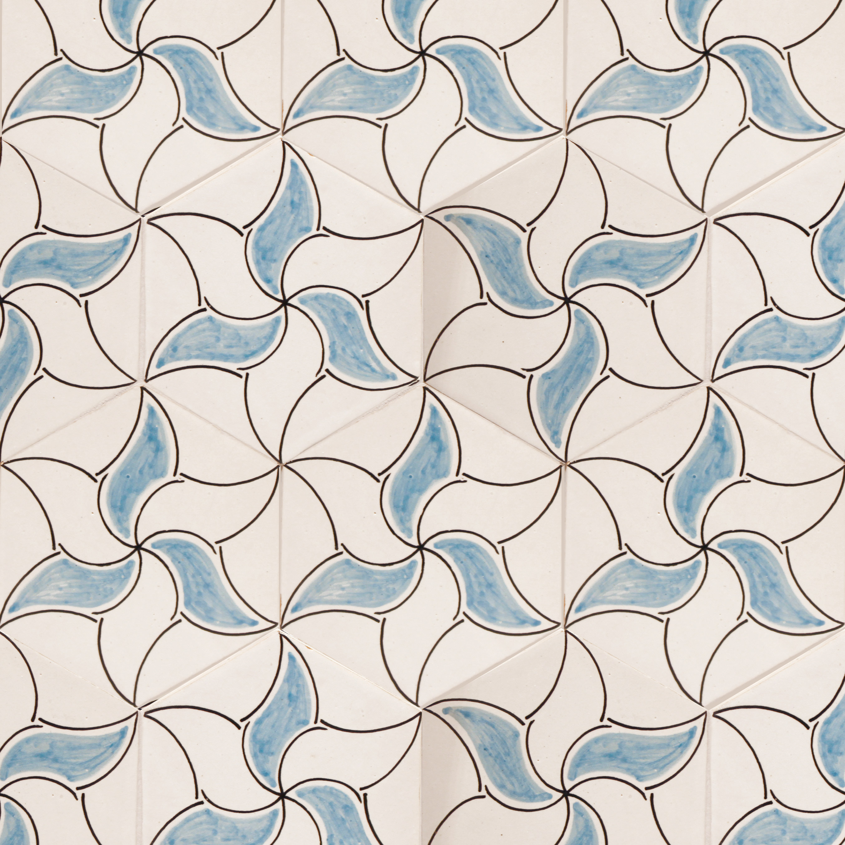 Mosaic House Moroccan tile HPC_RafRaf B 1-13 White Light Turquoise  hand painted 